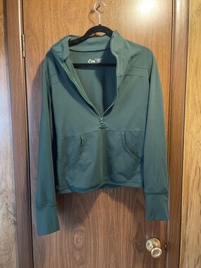 ZYIA Women's Forest Green Half-Zip Pullover Hoodie